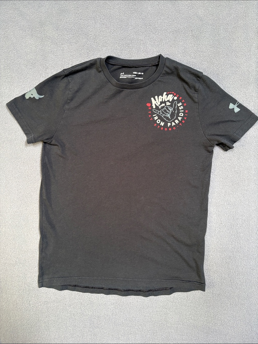Under Armour Shirt Boys Medium Black Iron Paradise Hawaii Tee Project Rock